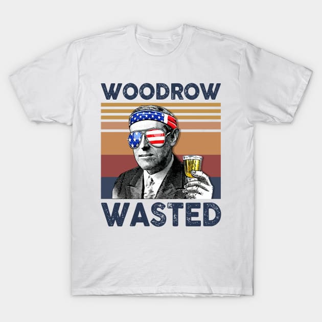 Woodrow Wasted US Drinking 4th Of July Vintage Shirt Independence Day American T-Shirt T-Shirt by Krysta Clothing